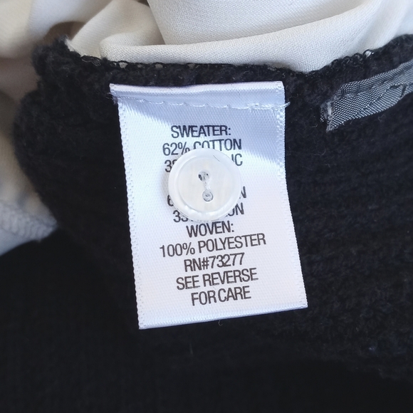 Vintage Simply Vera Navy Blue Lace Long Sleeve Sweater w Built-In White Shirt XS - Picture 13 of 16